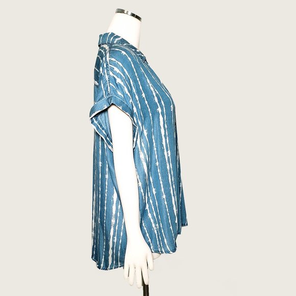 Style&co. Mock Denim Hi-Low Top - Picture 3 of 6